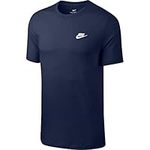 NIKE Men's Sportswear Club T shirt, Midnight Navy/White, M UK