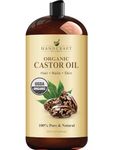 Handcraft Blends Organic Castor Oil - 828 ml - 100% Pure and Natural - Premium Grade Oil for Hair Growth, Eyelashes and Eyebrows - Carrier Oil - Hair and Body Oil