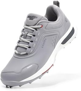 FitVille Wide Men's Spikeless Golf Shoes, Professional Water Resistant Mens Golf Shoes for Course, Outdoor | Pro-GreenEase V7 Grey