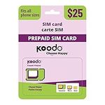 Koodo Mobile Prepaid 25$ SIM Card Starter Kit - Unlimited Talk Canada-Wide + 10 GB Data (3G) | 1 Month Prepaid Service Incl. | Pay as You go | Canada | Refillable | Pre-Activated (Promo)