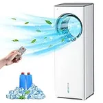 Evaporative Air Cooler-3-in-1 Portable Air-Cooling Fan, Instant Cool & Humidify with 3 Speeds, 8H Timer, 3 Modes, No Noise Tower Fan, No Dust, Bladeless Fan for Large Room Office (White)