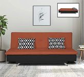 Adorn India Aspen 3 Seater Two Tone Rhombus Sofa Cum Bed (Rust & Black)