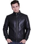 A1 SKIN FASHION Pure Genuine Leather Black Jacket for Men's (Size : 2XL,Color : Black) (A1_40)