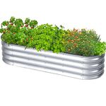 sogesfurniture Galvanized Raised Garden Bed, 6×2×1 FT Galvanized Planter Box, Outdoor above Ground Planter Large Garden Box Kits for Vegetables, Flowers, Fruits, BHCA-30QDDTPB02-SL