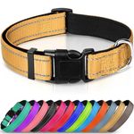 Joytale Dog Collar, Reflective Padded Neoprene Pet Collar, Adjustable Nylon Collars for Small Dogs, S, Khaki