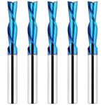 EANOSIC 5PCS Downcut Spiral Router Bits Set,1/4 Inch Shank 1/4 Inch Cutting Diameter 1 Inch Cutting Length, Solid Carbide CNC Router Bit for Woodworking Engraving Carving