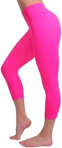 CompressionZ High Waisted Capri Leggings for Women Tummy Control - Workout Yoga Pants Pink