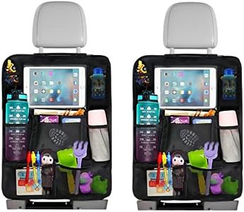 Organizador de coche infantil, 2 unidades organizador de coche, almacenamiento de coche, accesorio interior con bolsillo iPad de 10 pulgadas, 10 bolsillos, protector de asiento de coche