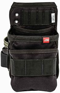The Diamondback Flux Tool Pouch | Electricians, Carpenters, Plumbers, HVAC | 2 Pockets, 3 Inner Tools Slot, 2 Outer Tool Slots, 5-Slot Drill Bit Index | 5"x7"x10" | 0.7 lbs (Black - Left Side)