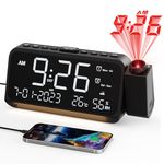 Projection Alarm Clock on Ceiling, Loud Alarm Clock for Kids with Dual Alarm, Temperature & Date Display, 2 Levels Night Light Dimmer, 2 Charging Port, Battery Backup, Snooze, 12/24H/DST