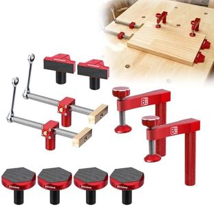 BGASNW Premium Bench Dog Clamp Set for MFT Table, 3/4" (19mm) Dog Hole Clamps for Woodworking, Quick Release Ratchet Wrench with Double Sided Anti-Slip Pucks, Secure Hold for Routing and Sanding