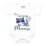 ARVESA I Am Sassy Like My Bua R-937 White 3-6 Months Romper for Baby Boy & Girl dress