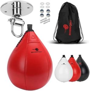 Boxerpoint Bundle Speed Bag with Swivel for Boxing, MMA, Taekwando, Karate in PU Leather Pear Reflex Ball for Adults and Kids Home or Gym Equipment- Stainless Steel Swivel with 360° Ball Bearing (Red)