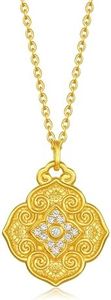 CHOW SANG SANG 999 24K Gold Cultural Blessings Auspicious Ruyi Diamond Necklace for Women 47cm 95313N