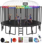DeepRoar 1500 LBS 15FT Tranpoline with Safety Enclosure Net, Outdoor Recreational Tranpoline, Basketball Hoop, Spring Pad, Ladder, Combo Bounce Jump Tranpoline, Large-Scale Tranpoline for Kids/Adluts