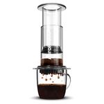 AeroPress Clear Coffee Press – 3 in 1 brew method combines French Press, Pourover, Espresso - Full bodied coffee without grit or bitterness - Small portable coffee maker for camping & travel