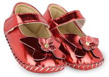 Neska Moda 6 To 12 Months Baby Girls Synthetic Leather Floral Baby Sandal Booties (Red)-BT1471