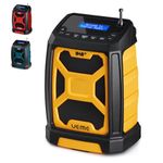 UEME 5W DAB/DAB+ FM Cordless Work Site Radio, Bluetooth, USB Rechargeable, Yellow/Black