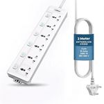 EMBOX Extension Board with Switches 2500W, 6 Universal Sockets, Individual Switch, Safety Shutter, 6 amp Spike Guard, LED Indicator, 2 Meter Extension Cord