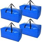 YZK 4 Pack Extra Large Heavy Duty Moving Bags Storage Totes Packing Bags with Strong Handles Double Zippers for Moving College Dorm Bedroom Closet