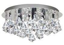 Long Life Lamp Company Modern Round Chandelier Ceiling Light Crystal Rain Droplet Reflective Silver Base STX50019-4D M0014S