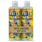 Faith In Nature Natural Grapefruit & Orange Body Wash Set, Invigorating, Vegan & Cruelty Free, No SLS or Parabens, 2 x 400ml