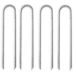4*30cm Heavy Duty Ground Stakes Tent Pegs,Galvanised Steel U Hooks Anchors Anchorage Stakes Ground Pegs,Garden Metal Stakes for Marquees,Gazebos,Castles,Tents,Trampolines,Bouncy,Camping,Football Nets