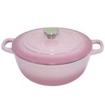 Flavehc Dutch Oven Pot with Lid 3.8 qt Cast Iron Dutch Oven for Bread Baking Pink Enameled Cast Iron Dutch Oven with Handels