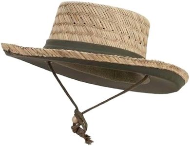 Jeanne Simmons 3 Inch Brim Rush Straw Gambler Hat - Olive L