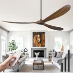Haipeel Wood Ceiling Fans without Lights, 84 Inch Extra Large Ceiling Fan no Light with Remote, High CFM Indoor Outdoor Ceiling Fan no Light 3 Blade Propeller for Patios Farmhouse Garage, Dark Walnut