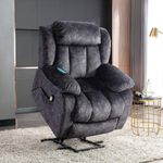 Kayan Power Massage Lift Recliner Chair with Heat & Vibration for Elderly, Heavy Duty and Safety Motion Reclining Mechanism - Antiskid Fabric Sofa Contempoary Overstuffed Design (Gray)