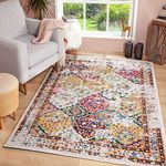 JV Home Vintage Collection Distressed | Bohemian | Colorful Chic Area Rug for Living Room 4' x 6' Multicolored/Yellow/Cream