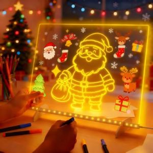Led Note Board with Colors,Led Light Up Acrylic Message Board,Led Note Board with 4 Modes 7 Colors Pen,Light Up Dry Erase Board Stand Drawing Board for Office School Home