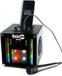 RockJam Singcube 5 Watt Bluetooth Karaoke Machine with Dual Microphones, Voice Change Effects and LED Lights, Black