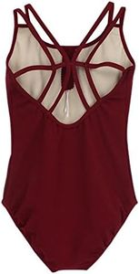 BOZEVON Donna Bodysuit per Balleto - Cotone Balleto Leotard Pagliaccetto per Danza, Abbigliamento da Ginnastica (Cremisi)