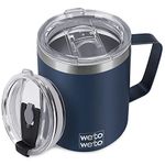 WETOWETO 14 oz Coffee Mug, Vacuum Insulated Camping Mug with Lid, Double Wall Stainless Steel Travel Tumbler Cup, Thermal Coffee Mug, Powder Coated Navy Blue