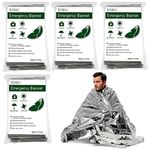 BINHAI Emergency Thermal Blanket Foil Blanket Baby Sensory Survival Reflective Thermal for Outdoors, Hiking, Survival, Marathons or First Aid 52" x 83" (Silver 4 Pack)