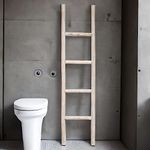 Marrakech Decorative Wooden Ladder 150 cm Hand Towel Ladder Manon White as Towel Stand Freestanding in the Bathroom