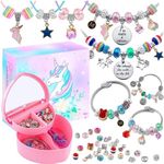 Charm Bracelet Making Kit for Girls, Unicorn Jewellery Making Kit, Girls Bracelet Making Kit - Arts Crafts Gift for 3-12 Gifts for 6 7 8 9 10 Year Old Girl Birthday Gifts Ideas