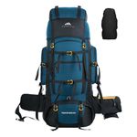MOUNTILE TREKSPHERE 80L Travel Backpack with Water Proof Rain Cover - Camping Hiking Rucksack Trekking Bag - MTX01-ENGLISHBLUE