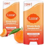 Lume Whole Body Deodorant - Invisible Cream Stick - 72 Hour Odor Control - Aluminum Free, Baking Soda Free, Skin Safe - 2.2 Ounce (Pack of 2) (Clean Tangerine)