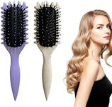 Yharnamite 2 Pcs Define Styling Brush, Bounce Curl Brush, New Curly Hair Brush, Bounce Curl Defining Brush for Men, Women, Shaping and Defining Curls (Purple + Beige)