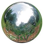 HomDSim 30 cm/12 inch Diameter Gazing Globe Mirror Ball,Silver Stainless Steel Polished Reflective Smooth Garden Sphere,Colorful and Shiny Addition to Any Garden or Home