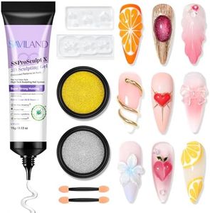 SAVILAND SSPro X 3D Nail Gel Kit: 15g No Wipe Clear 3D Sculpting Gel for Nail Art Design Molding Carving Drawing Sculpture and Decoration with Chrome Powder Silicone 3D Molds Home Salon DIY Nail Art