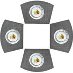 homEdge PVC Placemat, Wedge Place Mats, Washable Vinyl Placemats, for Round Table Set of 4-Black