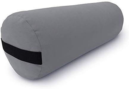 Bean Products Yoga Bolster - Handcrafted In The USA With Eco Friendly Materials - Studio Grade Support Cushion That Elevates Your Practice & Lasts Longer - Round, Cotton Stone Gray