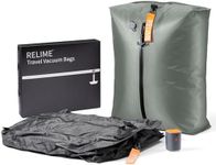 Relime Classic Series Vacuum Bags for Travel Luggage with Wireless Pump, Compression Bags for Carry On Suitcases and Backpack, Vacuum Seal Packing cube for Cloth Packing ((2PC + PUMP Gray & Green)
