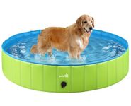 Pecute Large Dog Paddling Pool, Sturdy Foldable Dog Swimming Pool with Handle - Indoor Outdoor Portable Pet Bathtub Children Ball Pits Sandbox Bathing Pool For Garden Patio Bathroom(160 * 30cm)