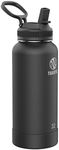 Takeya Pickleball Stainless Steel Insulated Water Bottle with Choice of Lid and Carry Handle, 32 Ounce, Ace Black