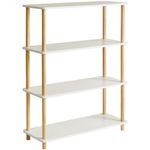 IBUYKE 4-Tier Wooden Open Bookcase - Modern Freestanding Bookshelf Storage Organizer,Multifunctional Display Stand for Bedroom, Living Room and Home Office, Storage Cabinet,White WBC004W